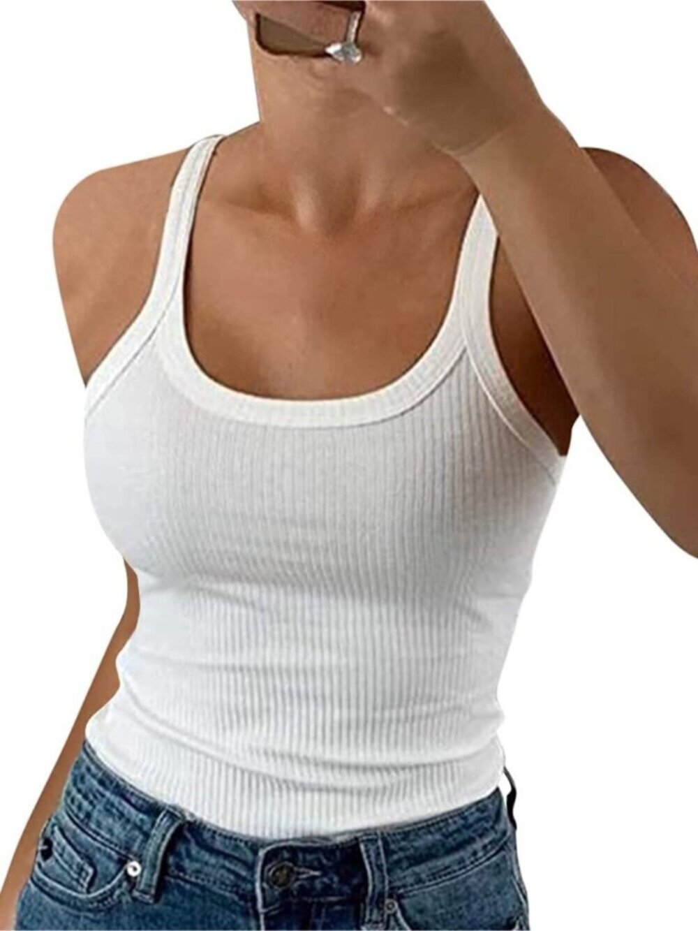 Ribbed Cotton Camisole Tank Top